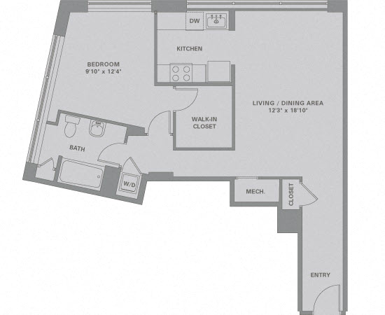 Floorplan for Apartment #03-238, 1 bedroom unit at Halstead Haverhill